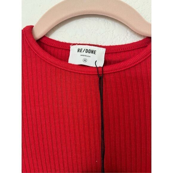 Re/Done 60's Rib Knit Bodysuit Red NEW - Picture 6 of 8